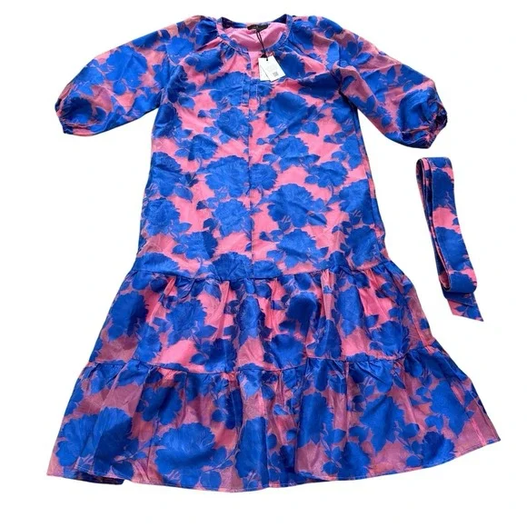 NEW Abbey Glass x Tuckernuck Elise Dress Pink and Blue Tea Rose Organza XL$365 - Picture 5 of 13
